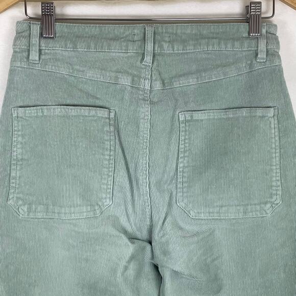 Forever 21‎ Women’s L Sage Green Corduroy Straight Leg Pants Boho Festival Artsy - Picture 7 of 16
